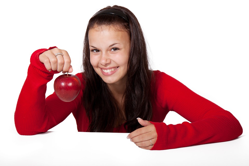 woman with apple